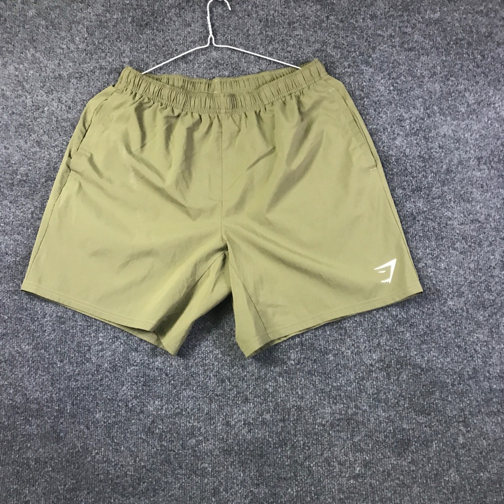 Gymshark Athletic Shorts Mens Large Olive Green Excellent Drawstring Pockets